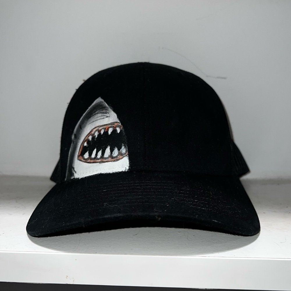 Hand painted shark trucker hat from Maui